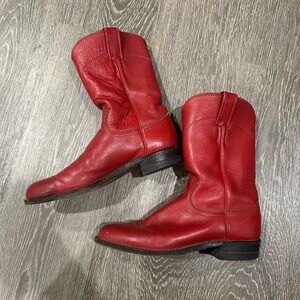 Justin red leather womens cowboy boots size 6.5B